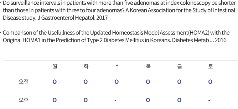 송영석 대표원장 진료시간표